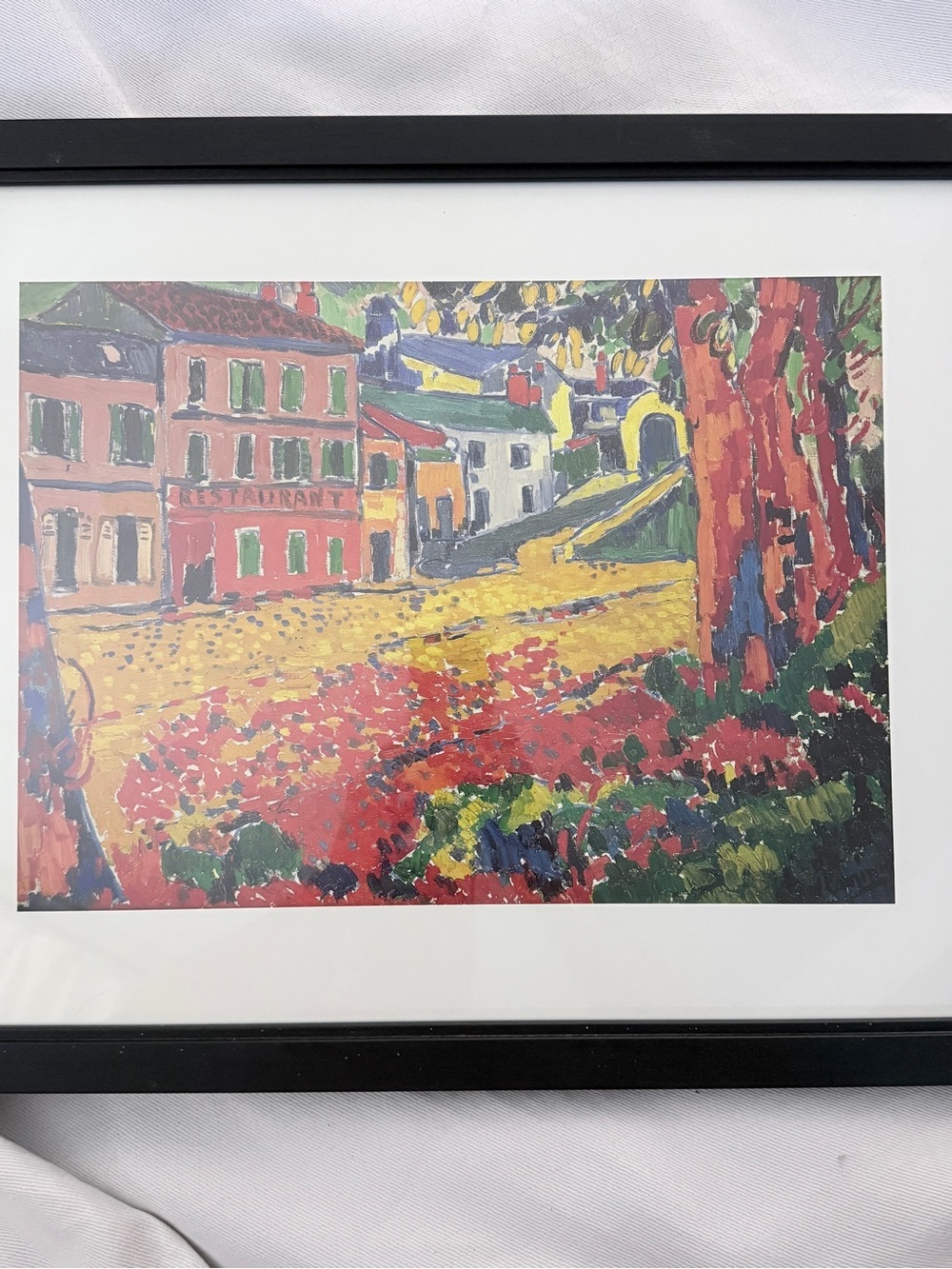 Large framed Vintage Art Print Maurice de Vlaminck Fauvism colourful 21.5”x17.5
